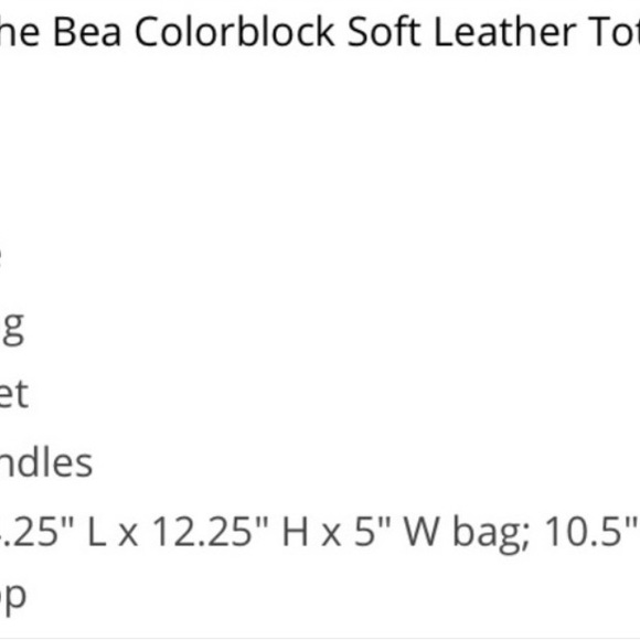 COACH BEA Leather Soft Touch ColorBlock Tote - Picture 7 of 8